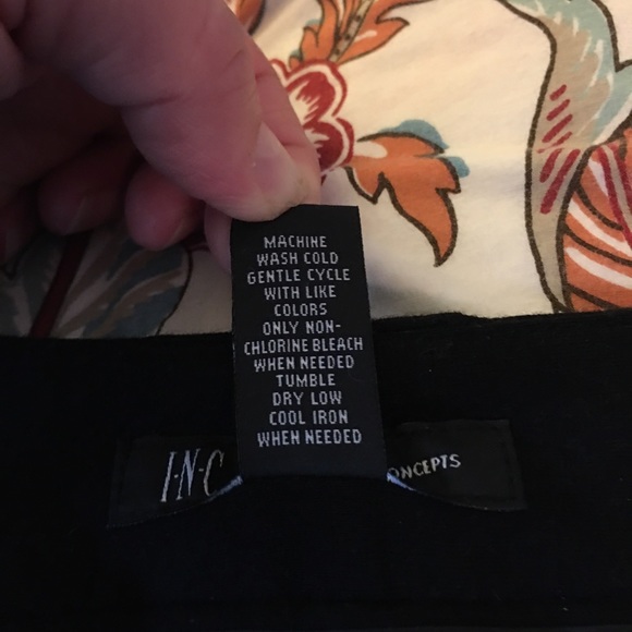 INC, Black Skinny Pants w/Leather Pocket & Waist Detail Size 8, 30”Inseam - Picture 6 of 11